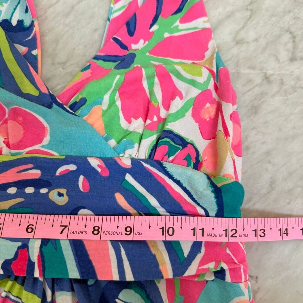 Lilly Pulitzer Sloane midi dress colorful floral leaf handkerchief hemline sz S - Picture 8 of 9